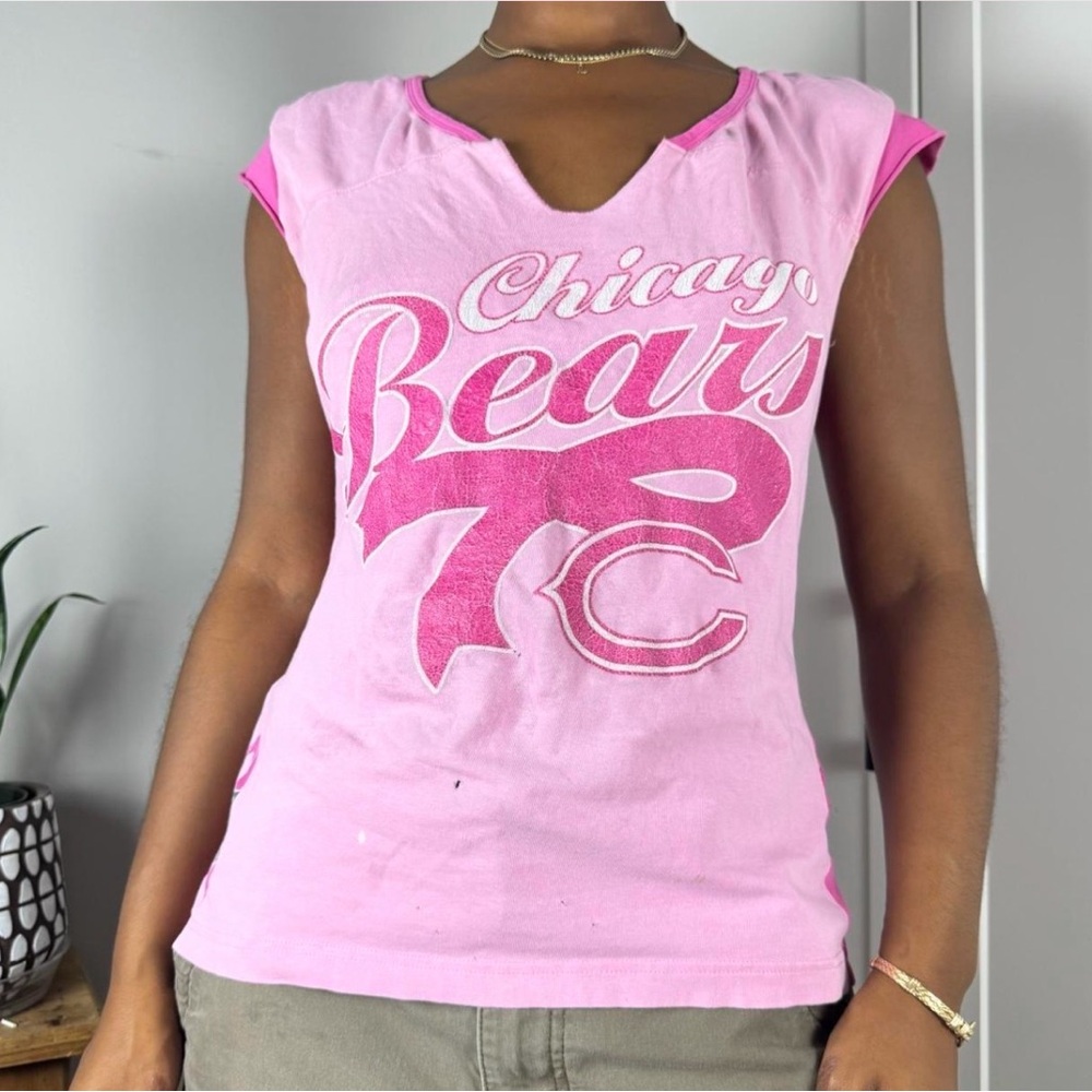 NFL Pink Chicago Bears Graphic Cap-Sleeve Tee